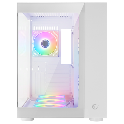 ICEWAVE - Beyaz Temperli Camlı 7*12cm ARGB Fan+Kontrolcü Transparan ATX Oyuncu Kasası