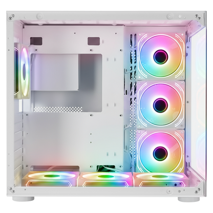 ICEWAVE - Beyaz Temperli Camlı 7*12cm ARGB Fan+Kontrolcü Transparan ATX Oyuncu Kasası
