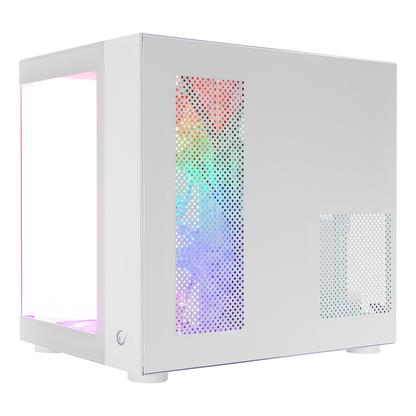 ICEWAVE - Beyaz Temperli Camlı 7*12cm ARGB Fan+Kontrolcü Transparan ATX Oyuncu Kasası