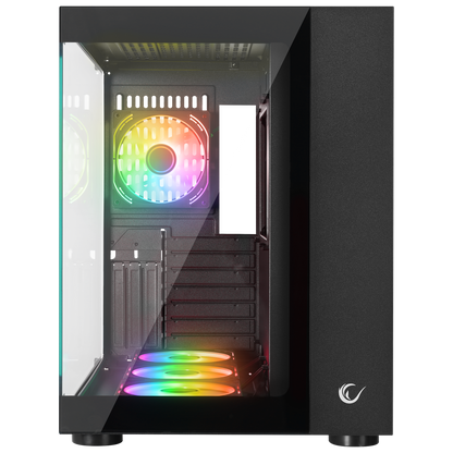 Temperli Camlı 7x12cm ARGB Fan+Kontrolcü Transparan ATX Oyuncu Kasası-Siyah