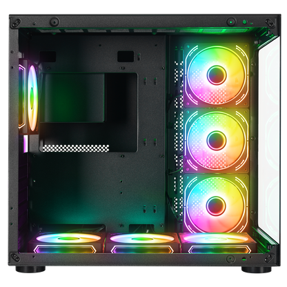 Temperli Camlı 7x12cm ARGB Fan+Kontrolcü Transparan ATX Oyuncu Kasası-Siyah