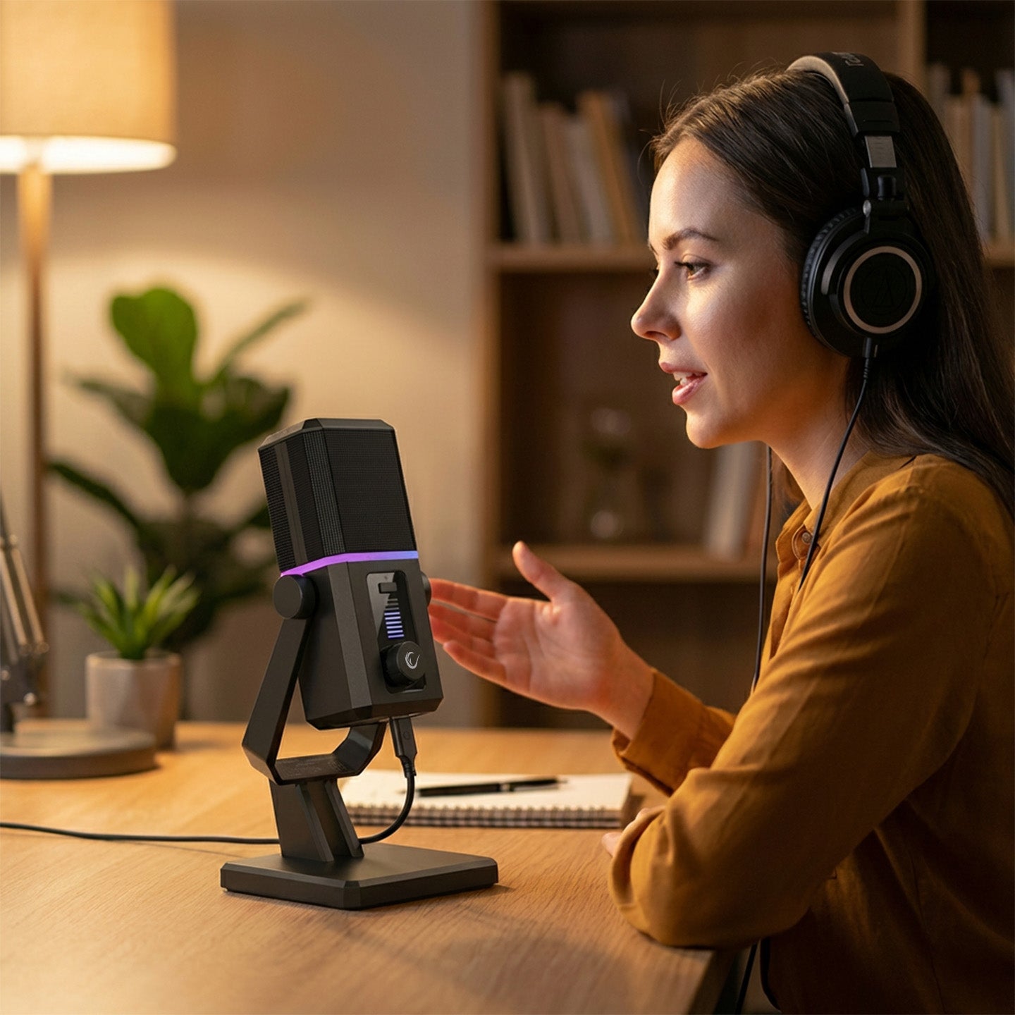 Ra-Mp75 Cyclone RGB Desktop Microphone with Volume Indicator - Black