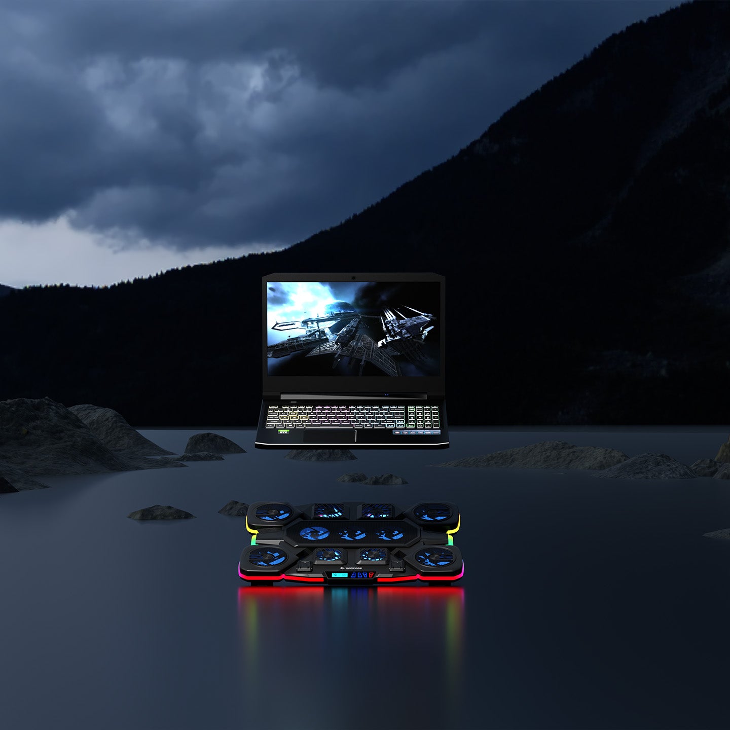 S50 Glacier RGB 11 Fanlı LCD Göstergeli Notebook Soğutucu Stand
