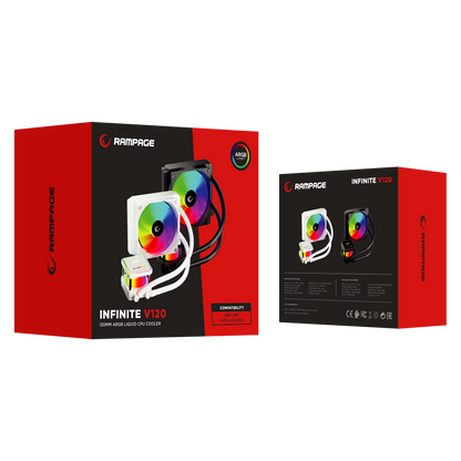 Infinite V120 Beyaz ARGB Intel LGA1700/AMD AM5 Uyumlu 120mm Sıvı Soğutmalı CPU Fan