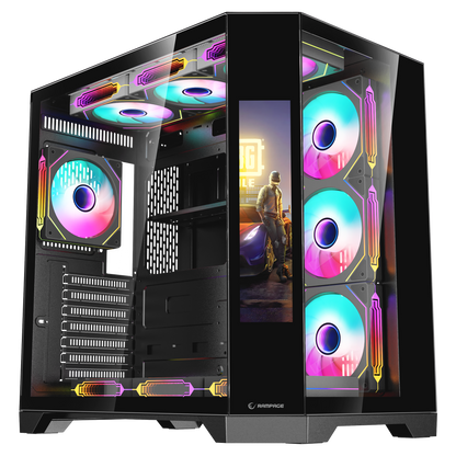 Nova Lcd Ekranlı 7x12cm ARGB Fan+Kumanda Oyuncu Kasası-Siyah