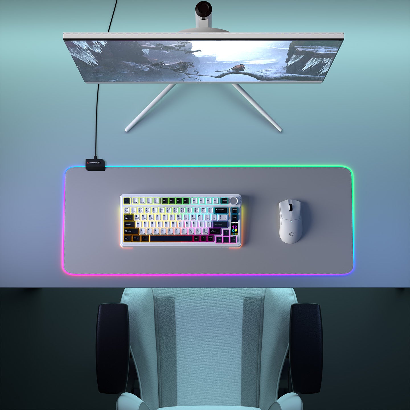 Pulsar XL (MP-22) Gri 30x80cm RGB Ledli Mouse Pad – Rampage