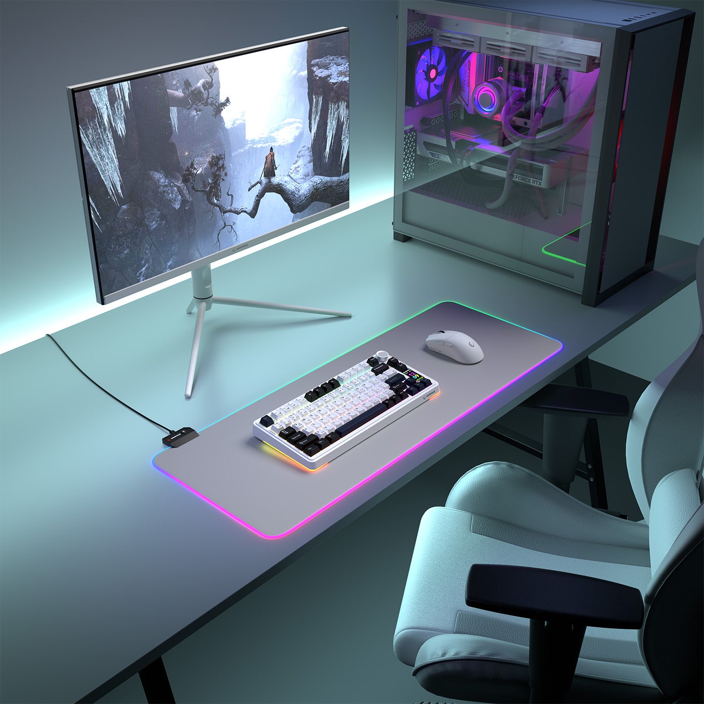 Pulsar XL (MP-22) Gri 30x80cm RGB Ledli Mouse Pad – Rampage