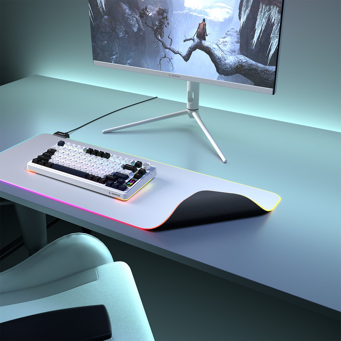 Pulsar XL (MP-22) Gri 30x80cm RGB Ledli Mouse Pad – Rampage