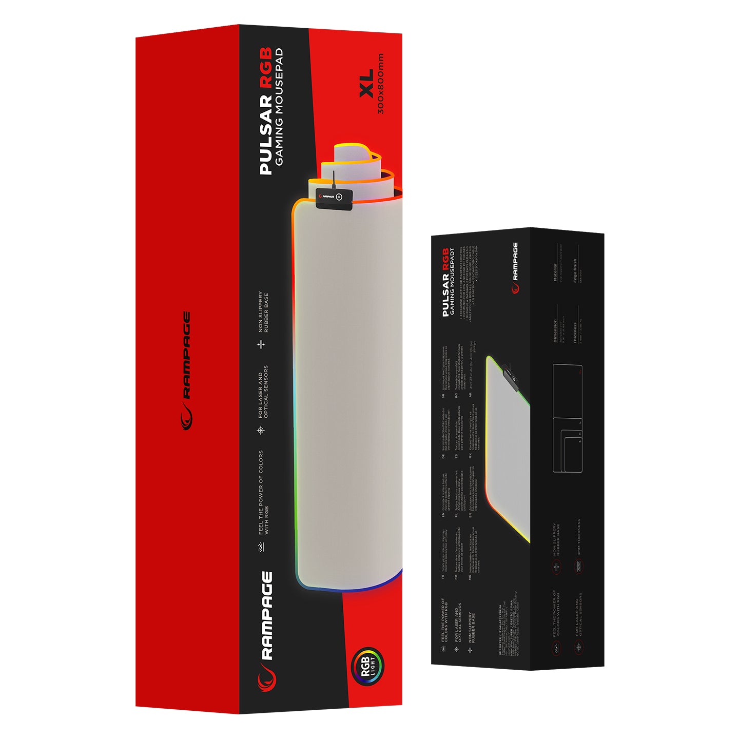 Pulsar XL (MP-22) Gri 30x80cm RGB Ledli Mouse Pad – Rampage