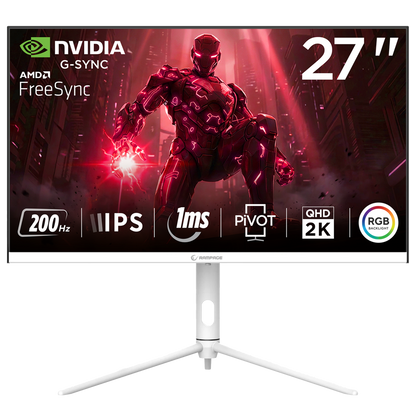Glacier GL27R200Q 27'' 200Hz 1ms Fast IPS QHD 2K AdaptiveSync RGB Pivot Flat Gaming Monitor-White