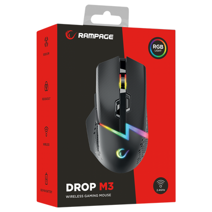Drop M3 V2 24000 Dpi 3311 Sensor RGB Şarjlı Huano Switch Kablosuz Oyuncu Mouse Siyah