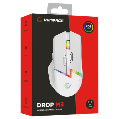Drop M3 V2 24000 Dpi 3311 Sensor RGB Şarjlı Huano Switch Kablosuz Oyuncu Mouse Beyaz
