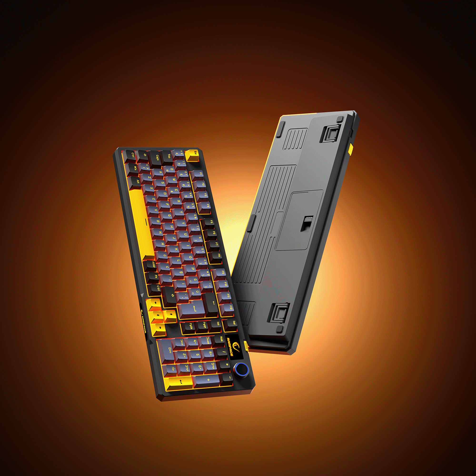 KENPACHI - Hot Swap Gasket Oil Switch Ekranlı  2.4G + BT Wireless RGB  Türkçe Gri/Siyah/Sarı