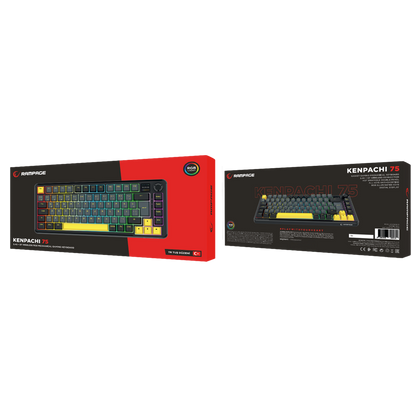 KENPACHI 75 - Hot Swap Gasket Oil Switch Ekranlı 2.4G + BT Wireless RGB Türkçe - Siyah/Gri/Sarı
