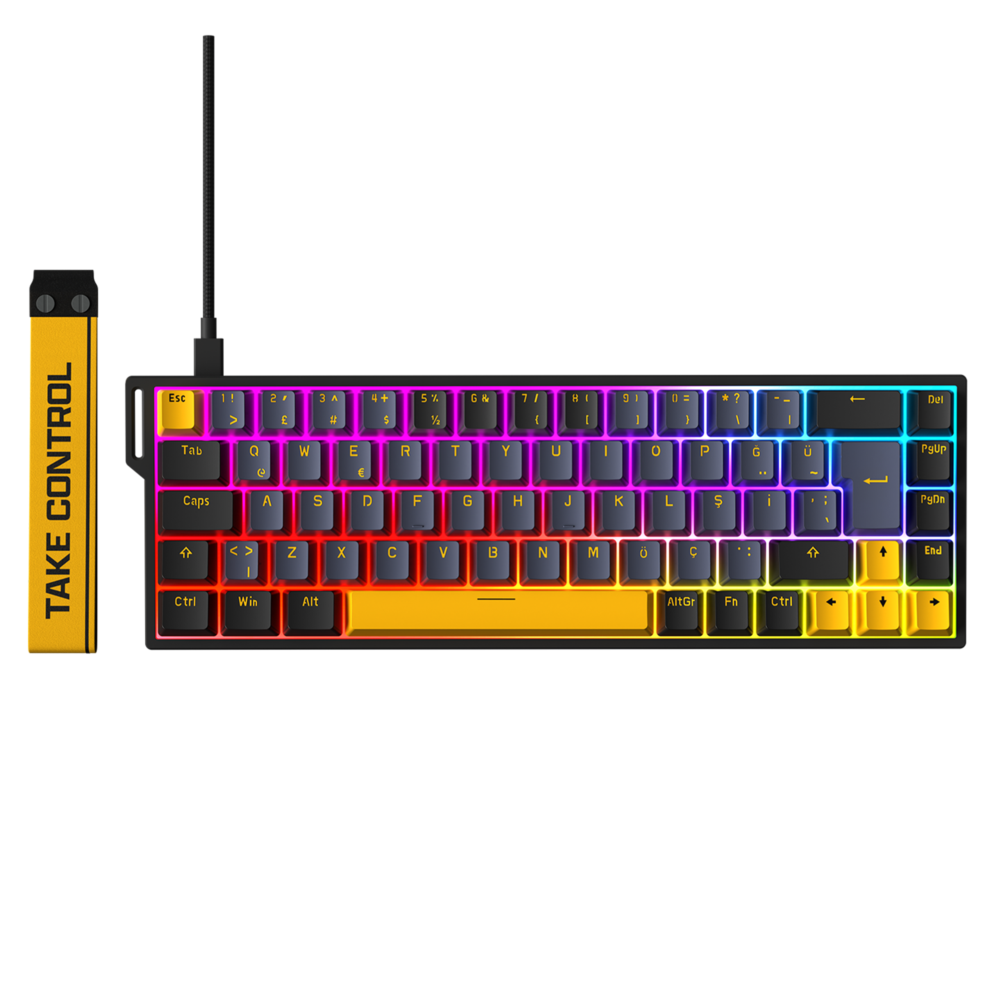 KAISEL - 8000 Hz Gasket Manyetik RGB Oyuncu Klavyesi - Siyah/Gri/Sarı