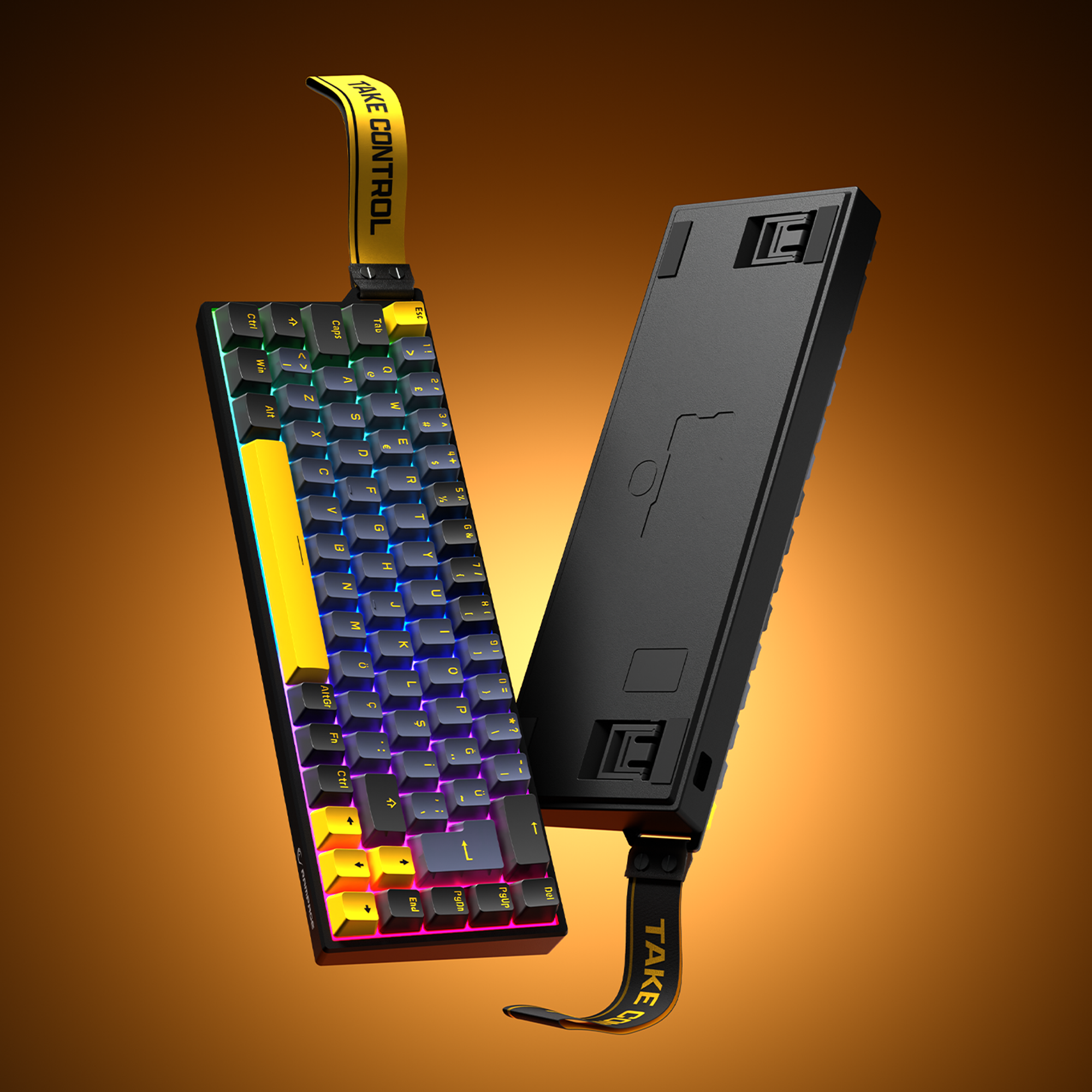 KAISEL - 8000 Hz Gasket Manyetik RGB Oyuncu Klavyesi - Siyah/Gri/Sarı