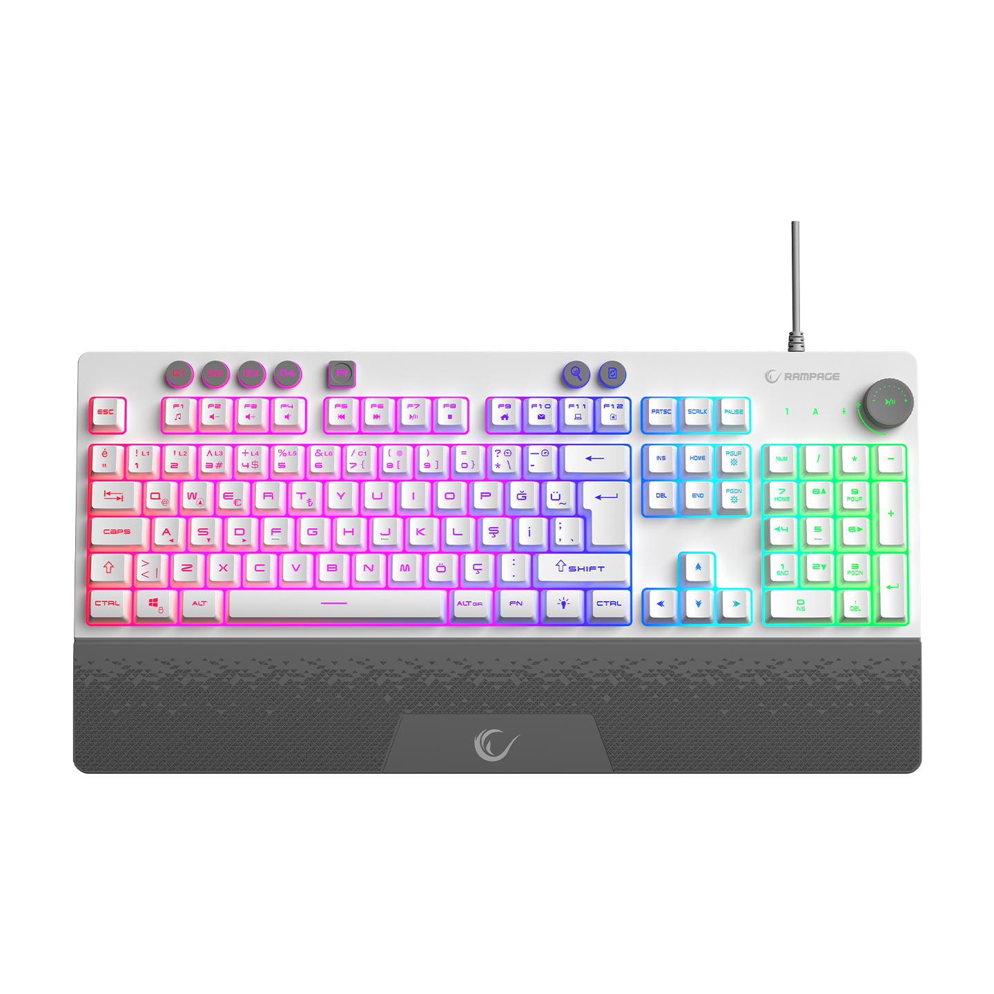 Simula USB RGB  4 Makro Tuş Bilek Destekli Oyuncu Klavyesi-Beyaz