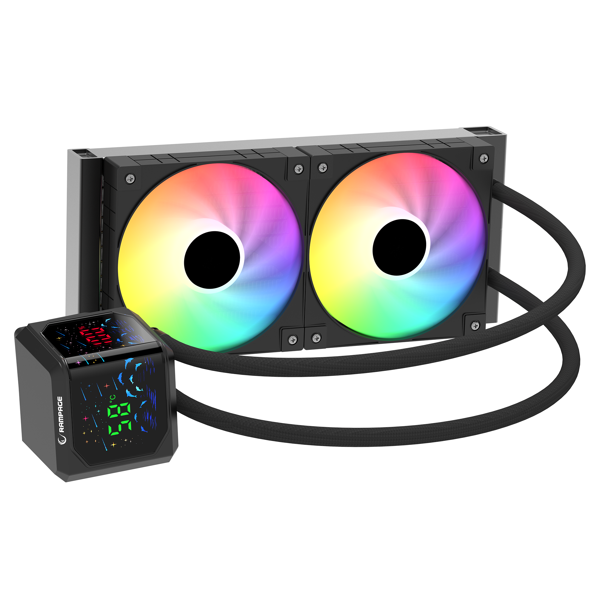Helios D24 Siyah 12cm Fan Sıcaklık Göstergeli Intel LGA1700/AMD AM5 ARGB 240mm Sıvı Soğutmalı CPU Fan