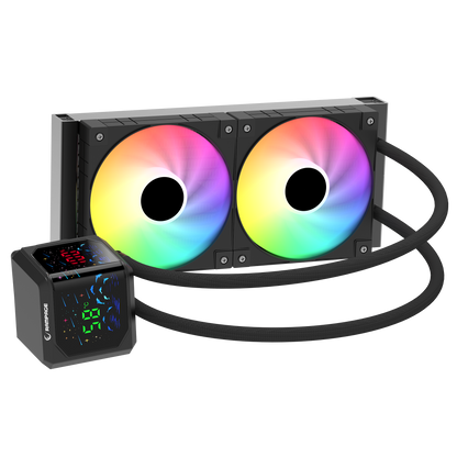 Helios D24 Siyah 12cm Fan Sıcaklık Göstergeli Intel LGA1700/AMD AM5 ARGB 240mm Sıvı Soğutmalı CPU Fan