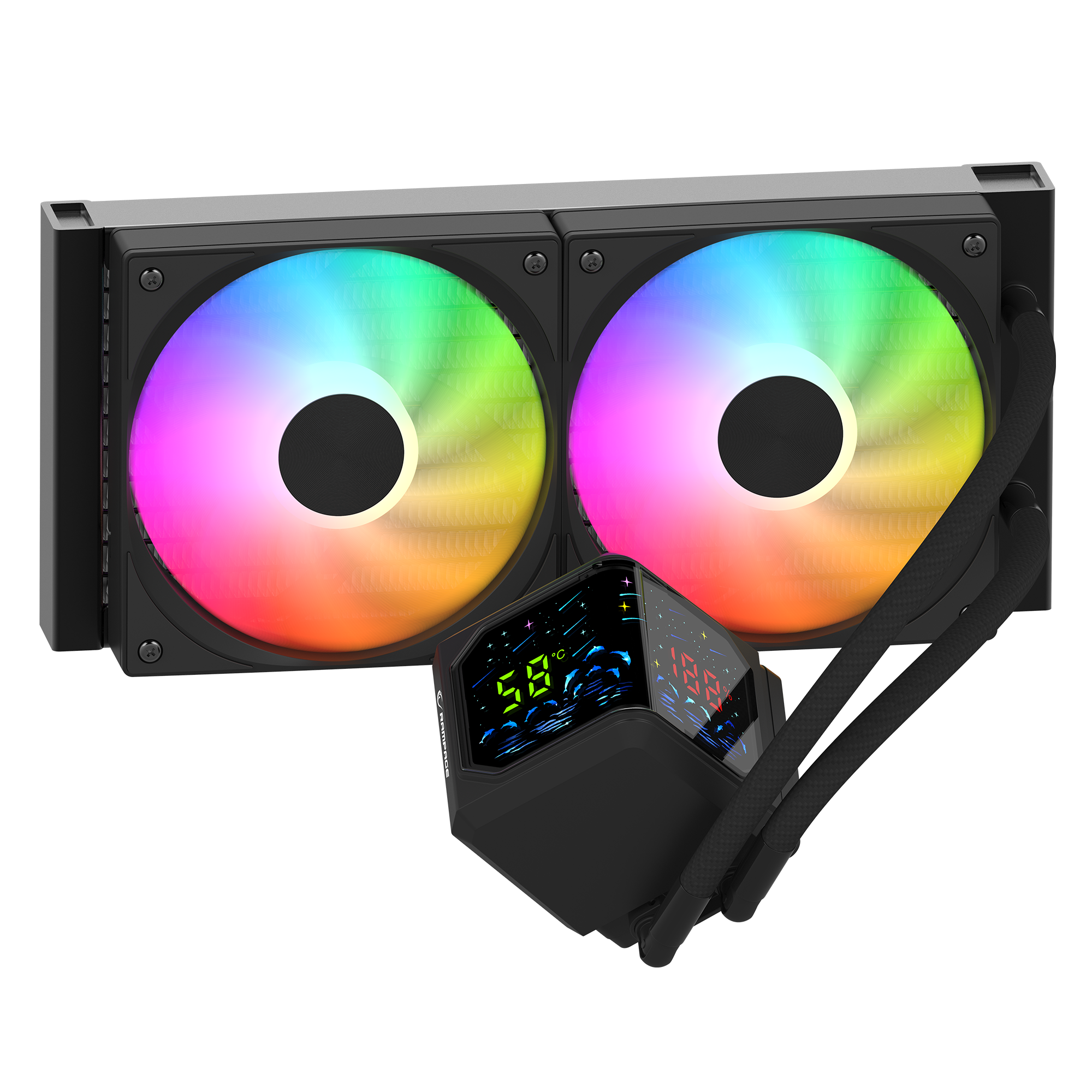 Helios D24 Siyah 12cm Fan Sıcaklık Göstergeli Intel LGA1700/AMD AM5 ARGB 240mm Sıvı Soğutmalı CPU Fan