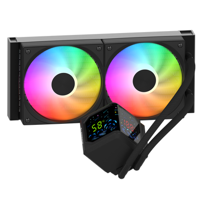 Helios D24 Siyah 12cm Fan Sıcaklık Göstergeli Intel LGA1700/AMD AM5 ARGB 240mm Sıvı Soğutmalı CPU Fan