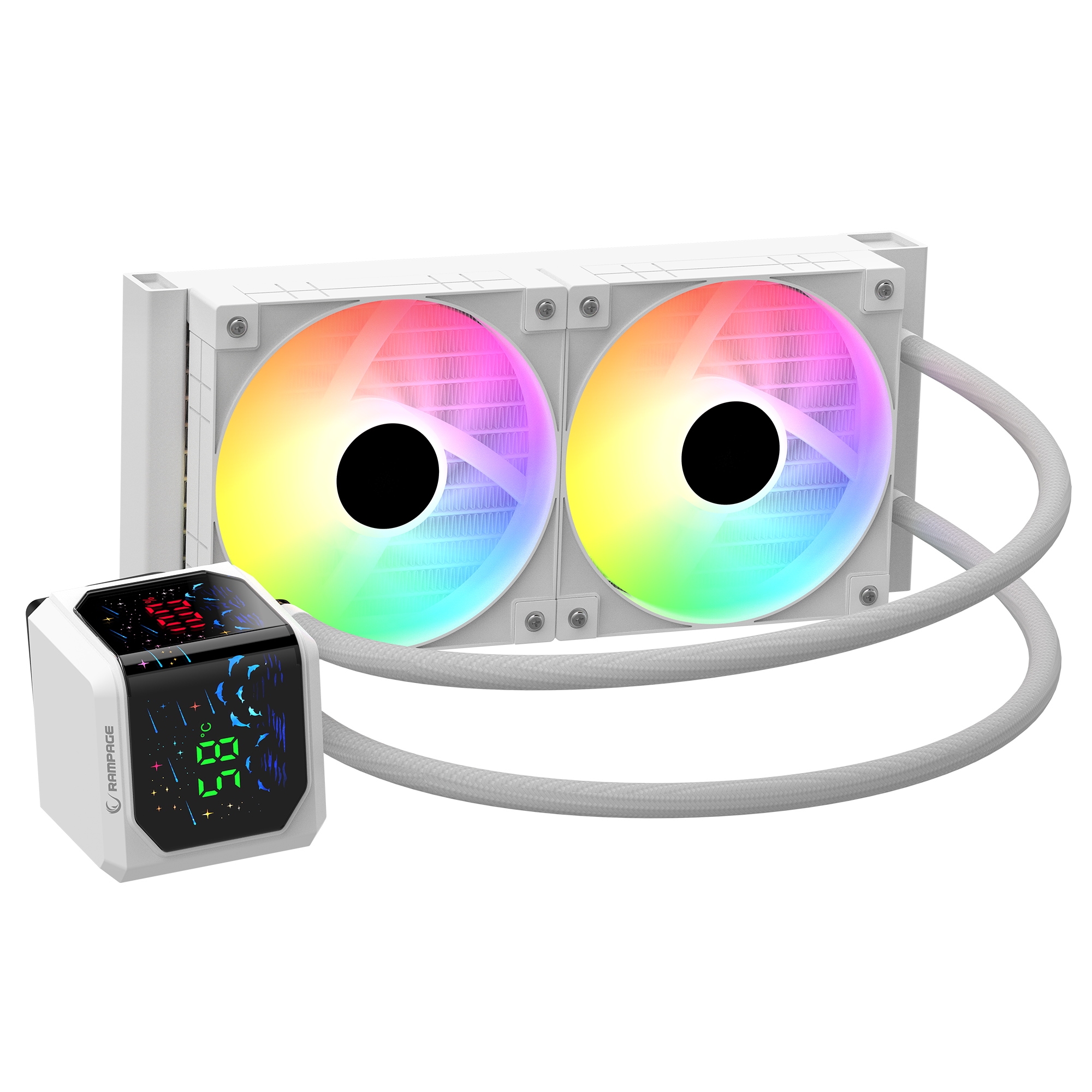 Helios D24 Beyaz 12cm Fan Sıcaklık Göstergeli Intel LGA1700/AMD AM5 ARGB 240mm Sıvı Soğutmalı CPU Fan