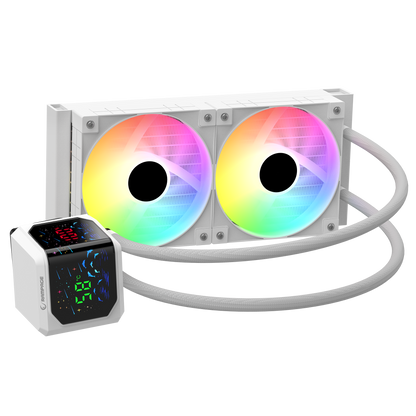 Helios D24 Beyaz 12cm Fan Sıcaklık Göstergeli Intel LGA1700/AMD AM5 ARGB 240mm Sıvı Soğutmalı CPU Fan