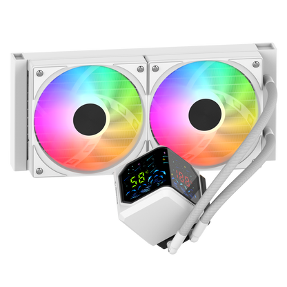 Helios D24 Beyaz 12cm Fan Sıcaklık Göstergeli Intel LGA1700/AMD AM5 ARGB 240mm Sıvı Soğutmalı CPU Fan