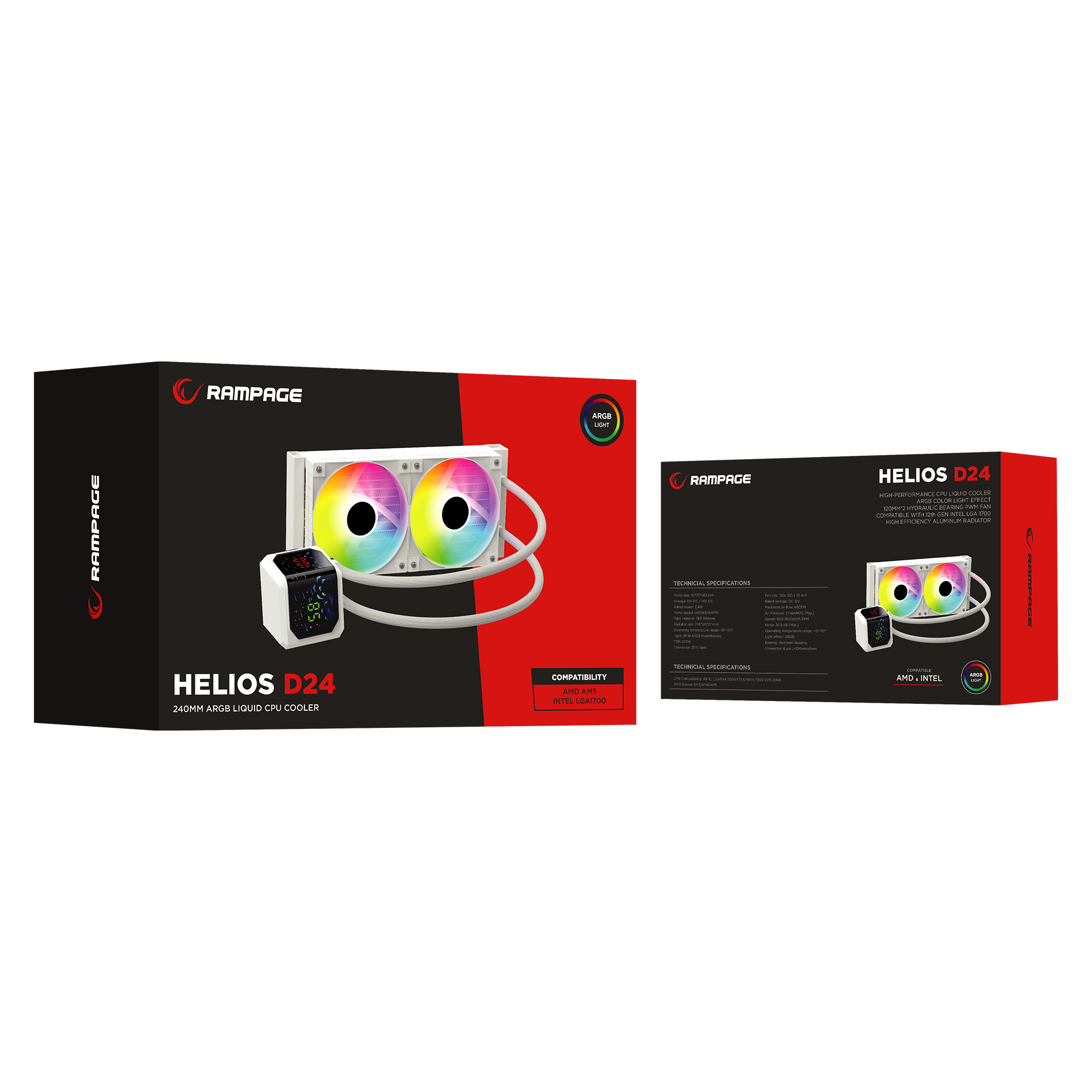 Helios D24 Beyaz 12cm Fan Sıcaklık Göstergeli Intel LGA1700/AMD AM5 ARGB 240mm Sıvı Soğutmalı CPU Fan