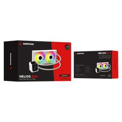 Helios D24 Beyaz 12cm Fan Sıcaklık Göstergeli Intel LGA1700/AMD AM5 ARGB 240mm Sıvı Soğutmalı CPU Fan