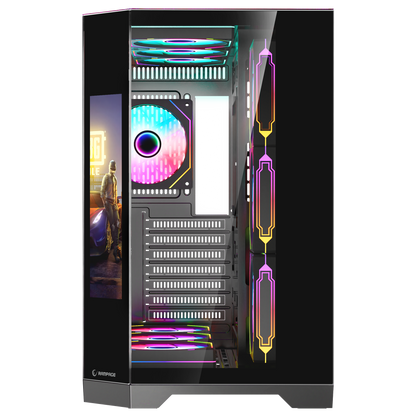 Nova Lcd Ekranlı 7x12cm ARGB Fan+Kumanda Oyuncu Kasası-Siyah
