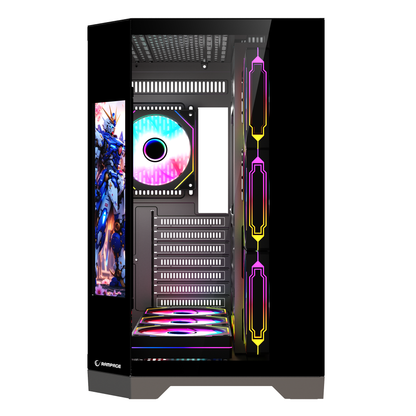 NOVA - Lcd Ekranlı 7x12cm ARGB Fan+Kumanda Oyuncu Kasası-Siyah