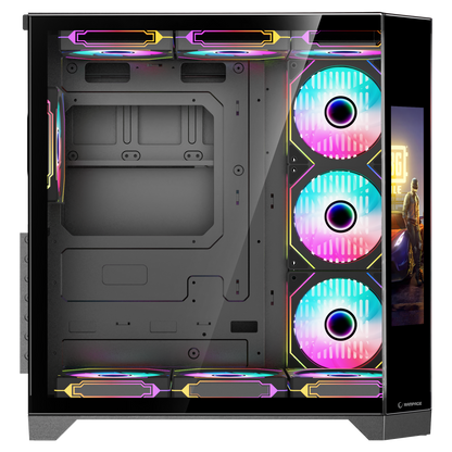 Nova Lcd Ekranlı 7x12cm ARGB Fan+Kumanda Oyuncu Kasası-Siyah