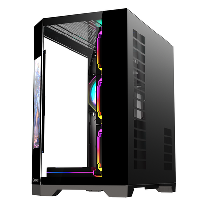 NOVA - Lcd Ekranlı 7x12cm ARGB Fan+Kumanda Oyuncu Kasası-Siyah