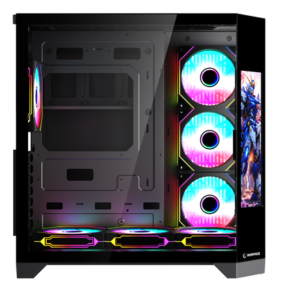 NOVA - Lcd Ekranlı 7x12cm ARGB Fan+Kumanda Oyuncu Kasası-Siyah