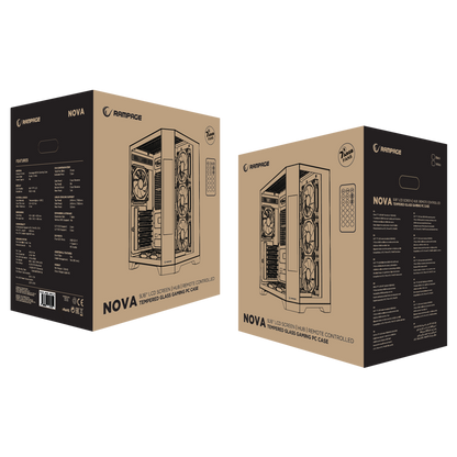 Nova Lcd Ekranlı 7x12cm ARGB Fan+Kumanda Oyuncu Kasası-Siyah