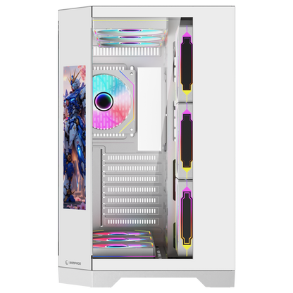 Nova Lcd Ekranlı 7x12cm ARGB Fan+Kumanda Oyuncu Kasası-Beyaz