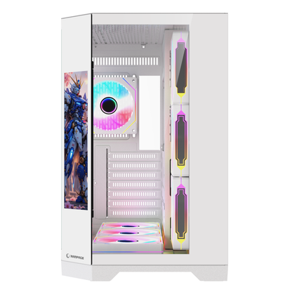 NOVA - Lcd Ekranlı 7x12cm ARGB Fan+Kumanda Oyuncu Kasası-Beyaz