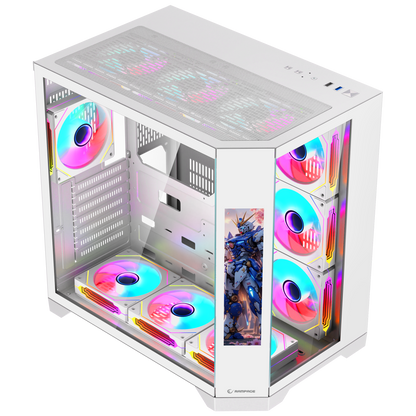 Nova Lcd Ekranlı 7x12cm ARGB Fan+Kumanda Oyuncu Kasası-Beyaz