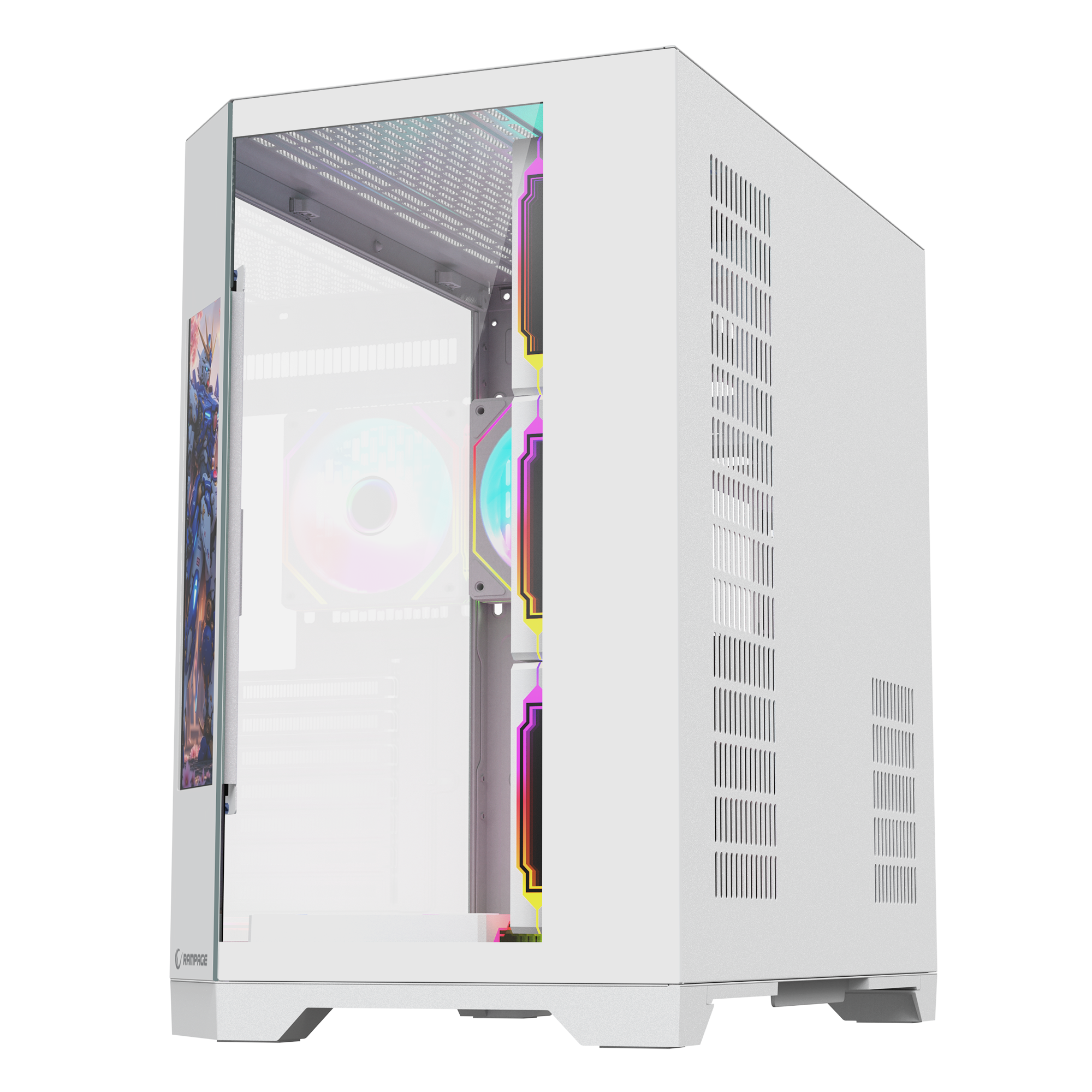 NOVA - Lcd Ekranlı 7x12cm ARGB Fan+Kumanda Oyuncu Kasası-Beyaz