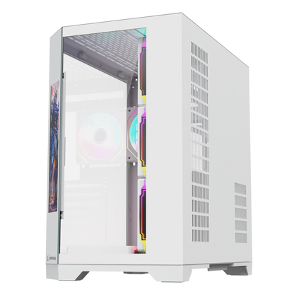 NOVA - Lcd Ekranlı 7x12cm ARGB Fan+Kumanda Oyuncu Kasası-Beyaz