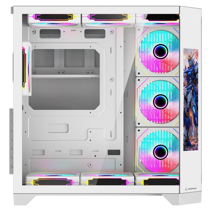 Nova Lcd Ekranlı 7x12cm ARGB Fan+Kumanda Oyuncu Kasası-Beyaz