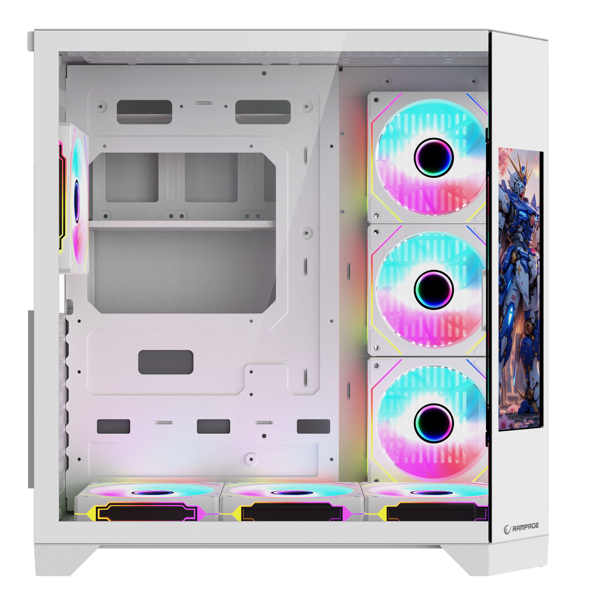 NOVA - Lcd Ekranlı 7x12cm ARGB Fan+Kumanda Oyuncu Kasası-Beyaz