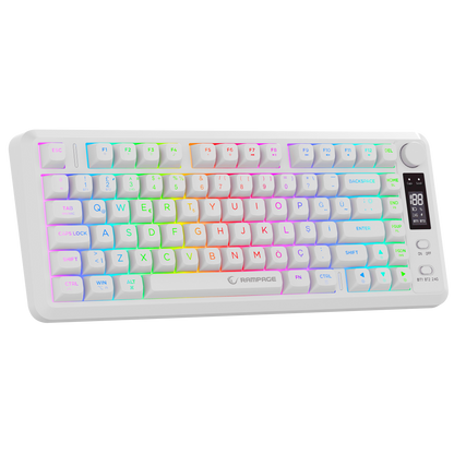 2.4G + BT Wireless RGB Q 75 Membrane Oyuncu Klavyesi-Beyaz
