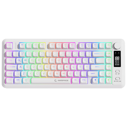 2.4G + BT Wireless RGB Q 75 Membrane Oyuncu Klavyesi-Beyaz