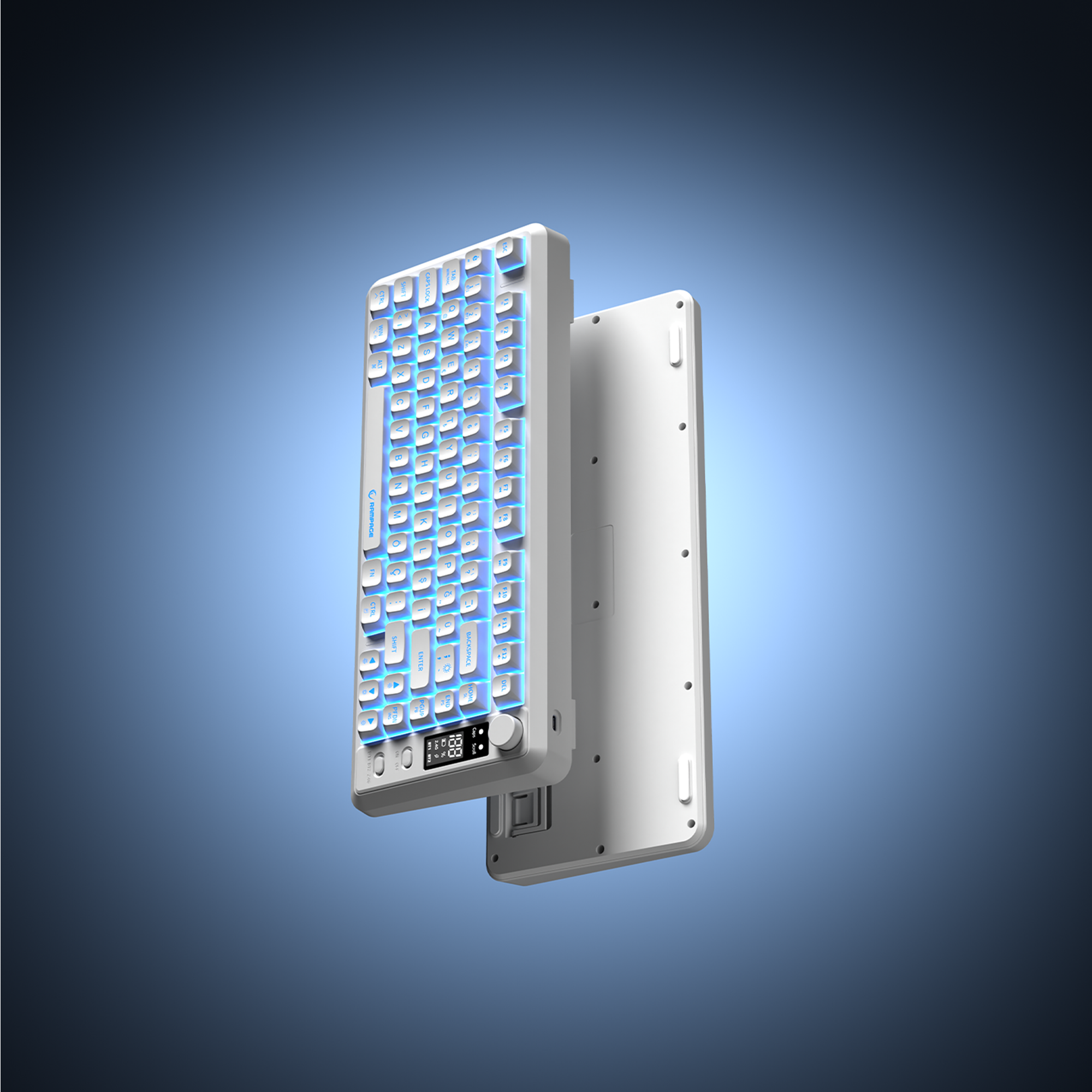 RM-K87 ZERON - 2.4G + BT Wireless RGB Q 75 Membrane Oyuncu Klavyesi-Beyaz