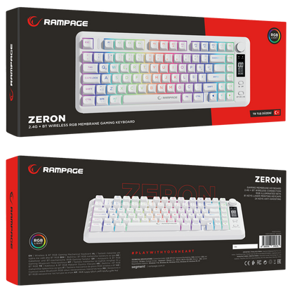 2.4G + BT Wireless RGB Q 75 Membrane Oyuncu Klavyesi-Beyaz