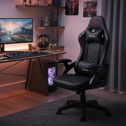 KL-R43 Nox Deri Oyuncu Koltuğu-Siyah/Kırmızı