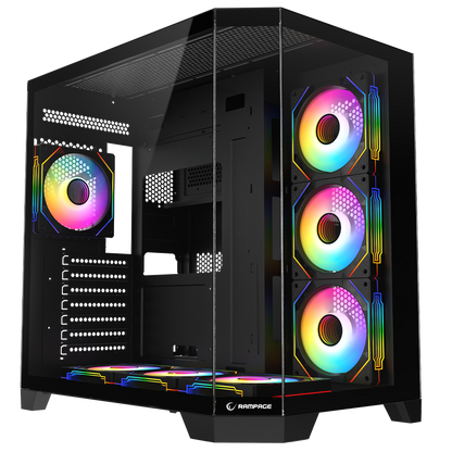 850W 80 Plus Bronze 3 Taraf Temp. Camlı 7x12cm ARGB Fan+Kumanda Siyah Oyuncu Kasası