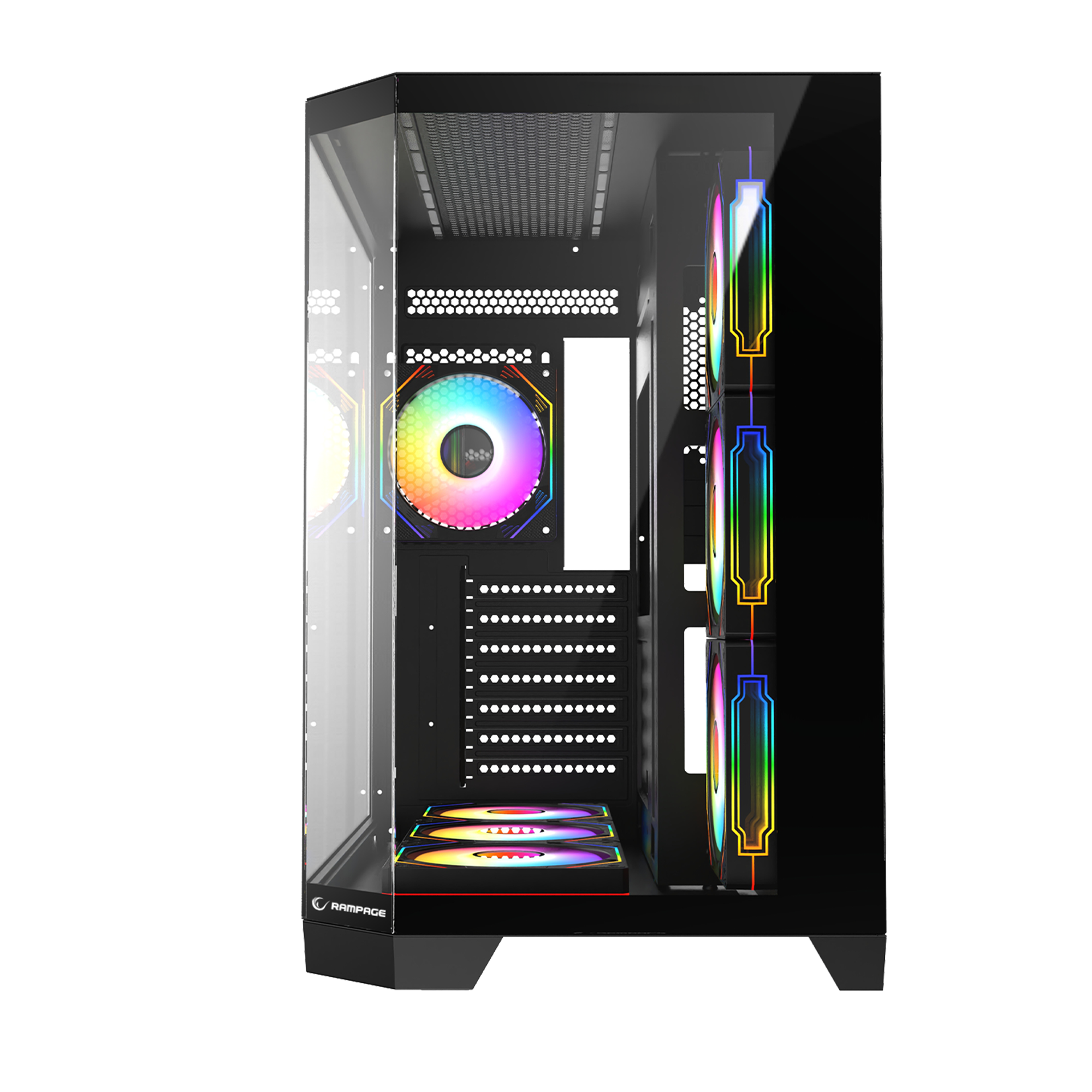 850W 80 Plus Bronze 3 Taraf Temp. Camlı 7x12cm ARGB Fan+Kumanda Siyah Oyuncu Kasası